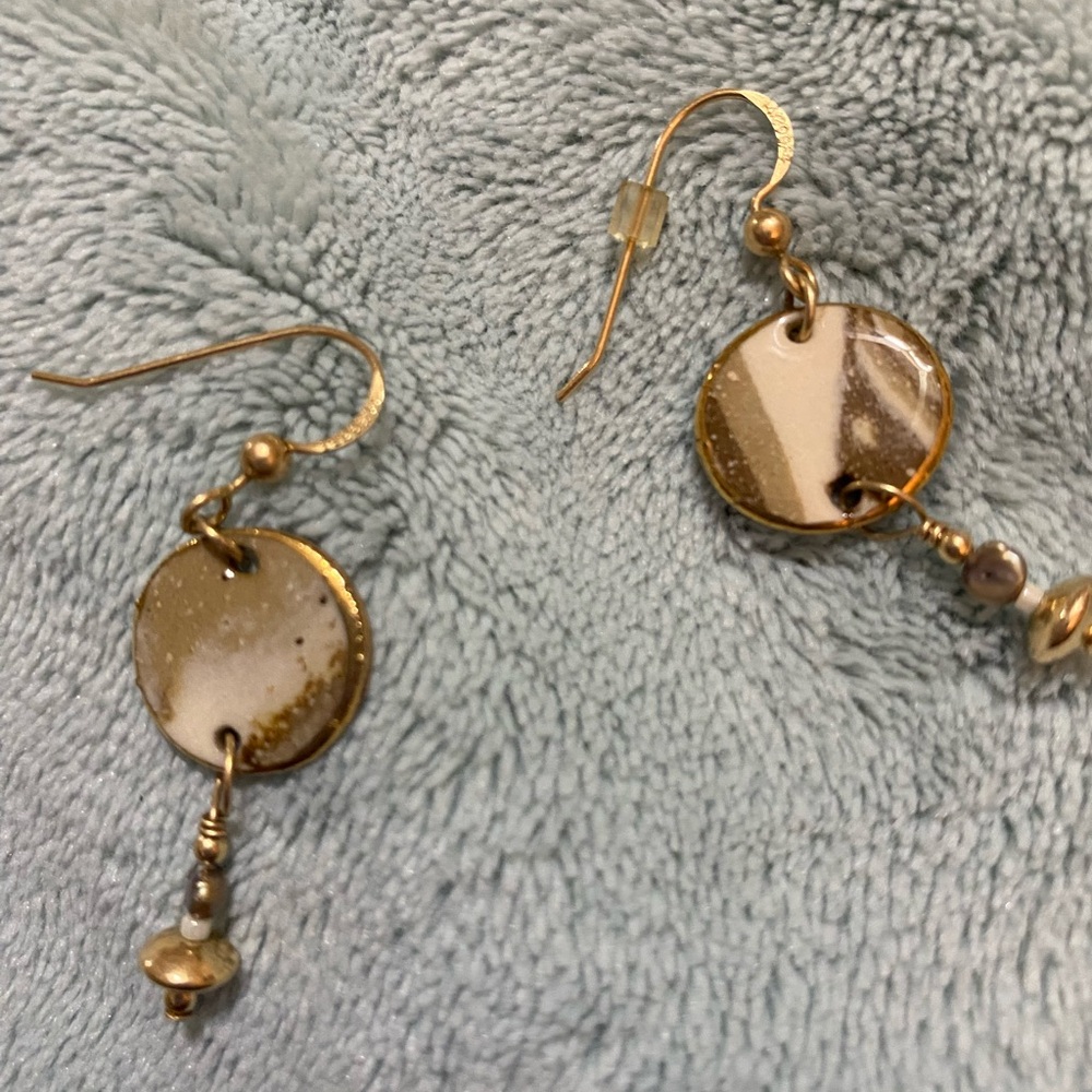14K Gold-Filled Cream Dangle Earrings